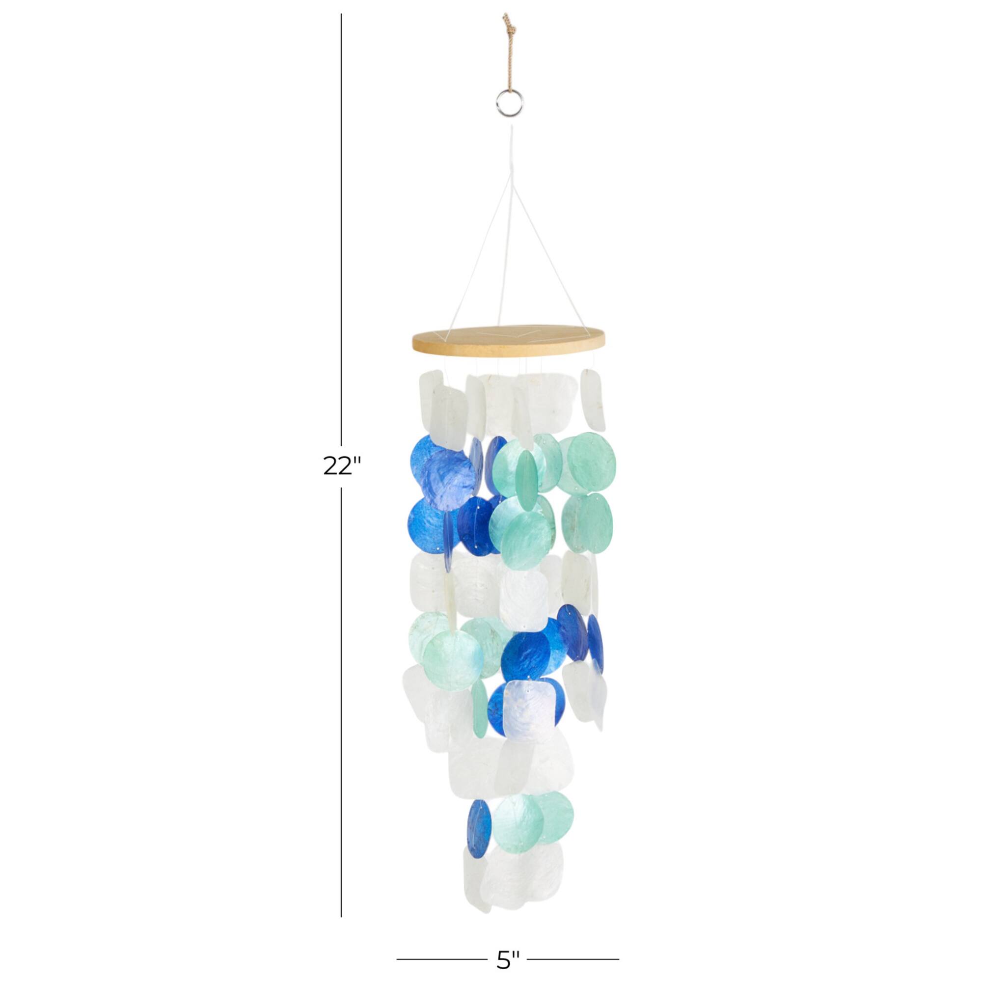 22" White Capiz Shell Waterfall Indoor Outdoor Windchime Accents
